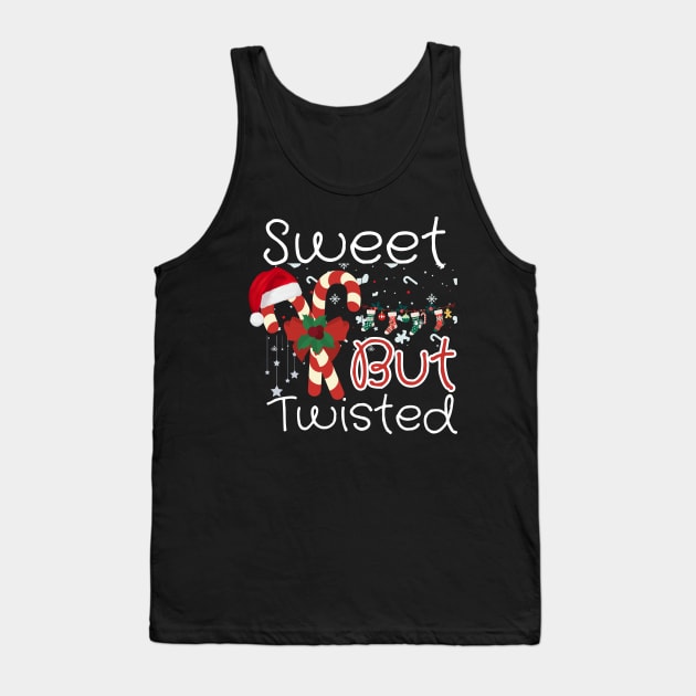 Sweet But Twisted Candy Cane Christmas Design Tank Top by click2print